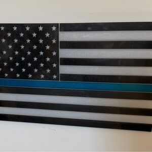 Black and Blue Striped American Flag Art